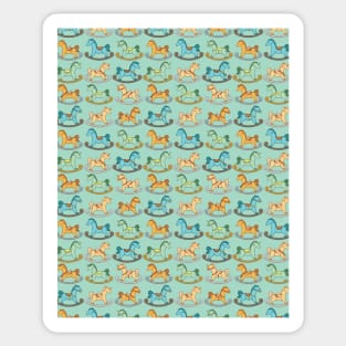 Cute and Adorable Rocking Horse Seamless Pattern Design Sticker